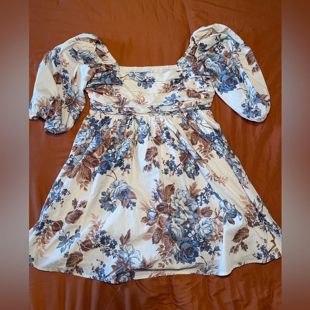 Abercrombie & Fitch Emerson Poplin Puff Sleeve Mini Dress